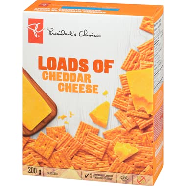 PRESIDENT'S CHOICE Loads Of Cheddar Cheese Crackers, 200g/7.1oz (Shipped from Canada)