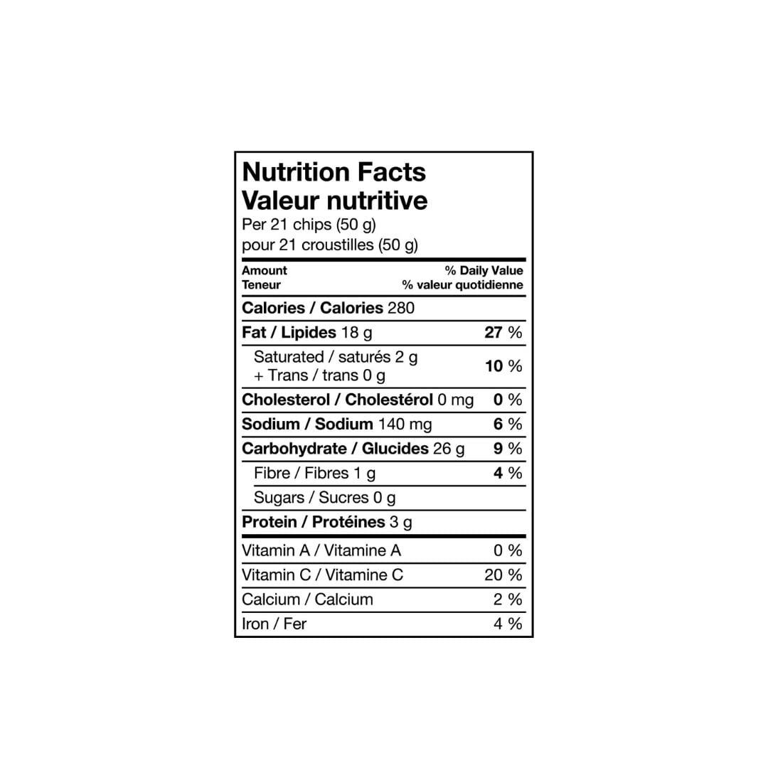 Ruffles Regular Lightly Salted Nutritional Facts