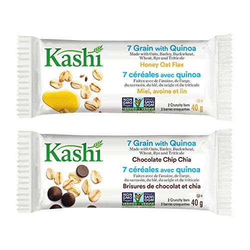 Kashi 7 Grain with Quinoa Bulk Pack of 40 Bars, Chocolate Chip and Honey Oat Flax, 800g/28.21oz (Shipped from Canada)