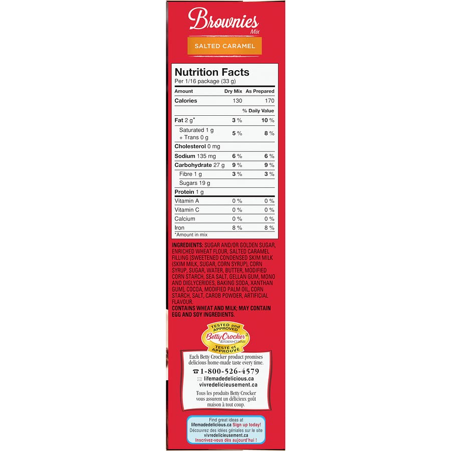 Betty Crocker Brownie Mix Salted Caramel Nutrition Facts