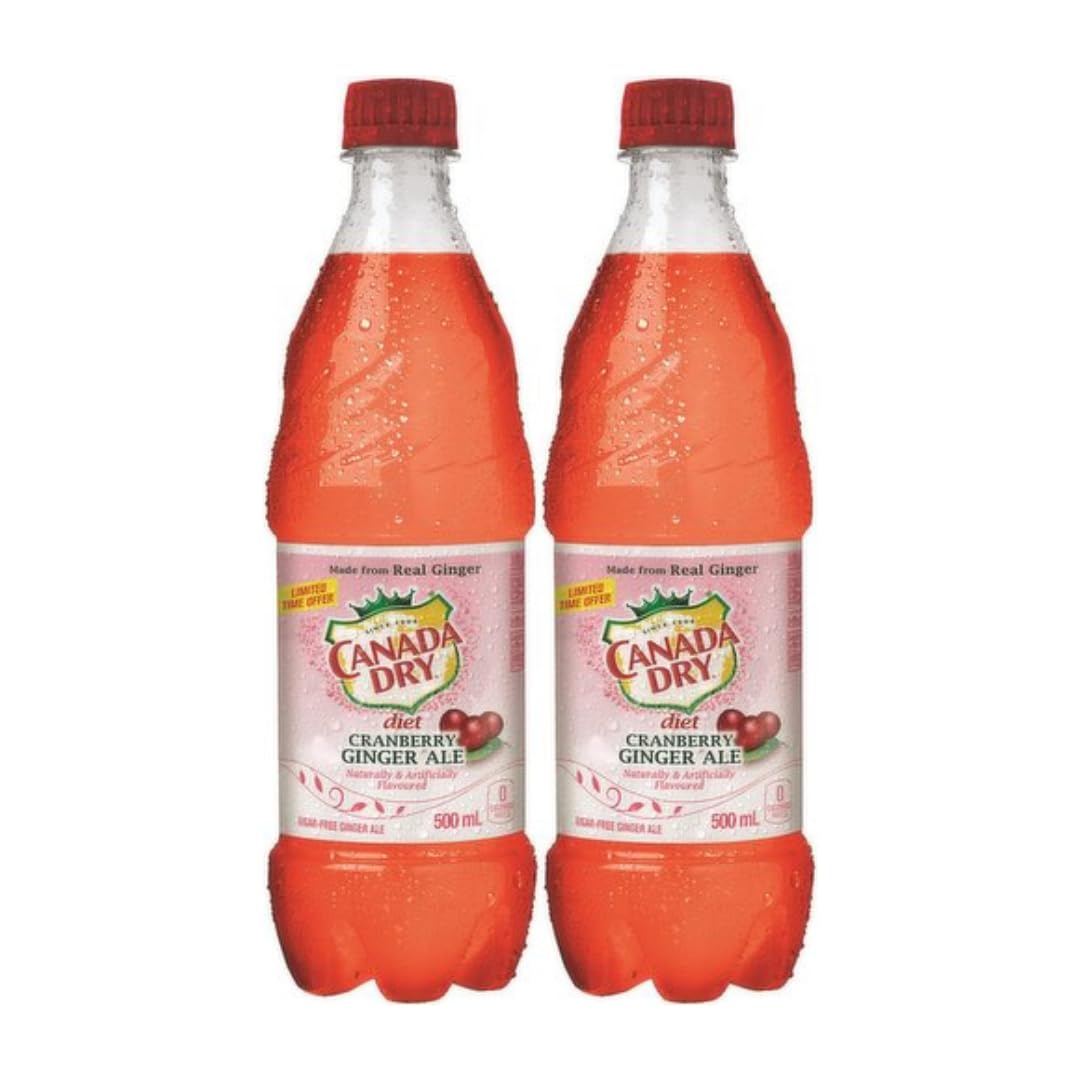 Canada Dry Diet Cranberry Ginger Ale Bottles 500ml/16.90oz (Shipped from Canada)