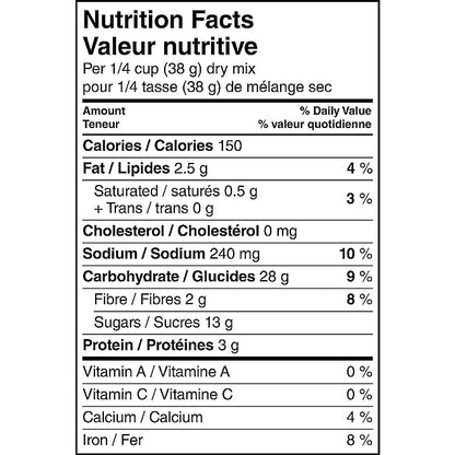 Quaker Muffin Mix Low Fat Oatmeal Nutrition Facts 1