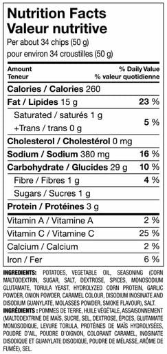 Great Value Barbecue Potato Chips nutrition facts