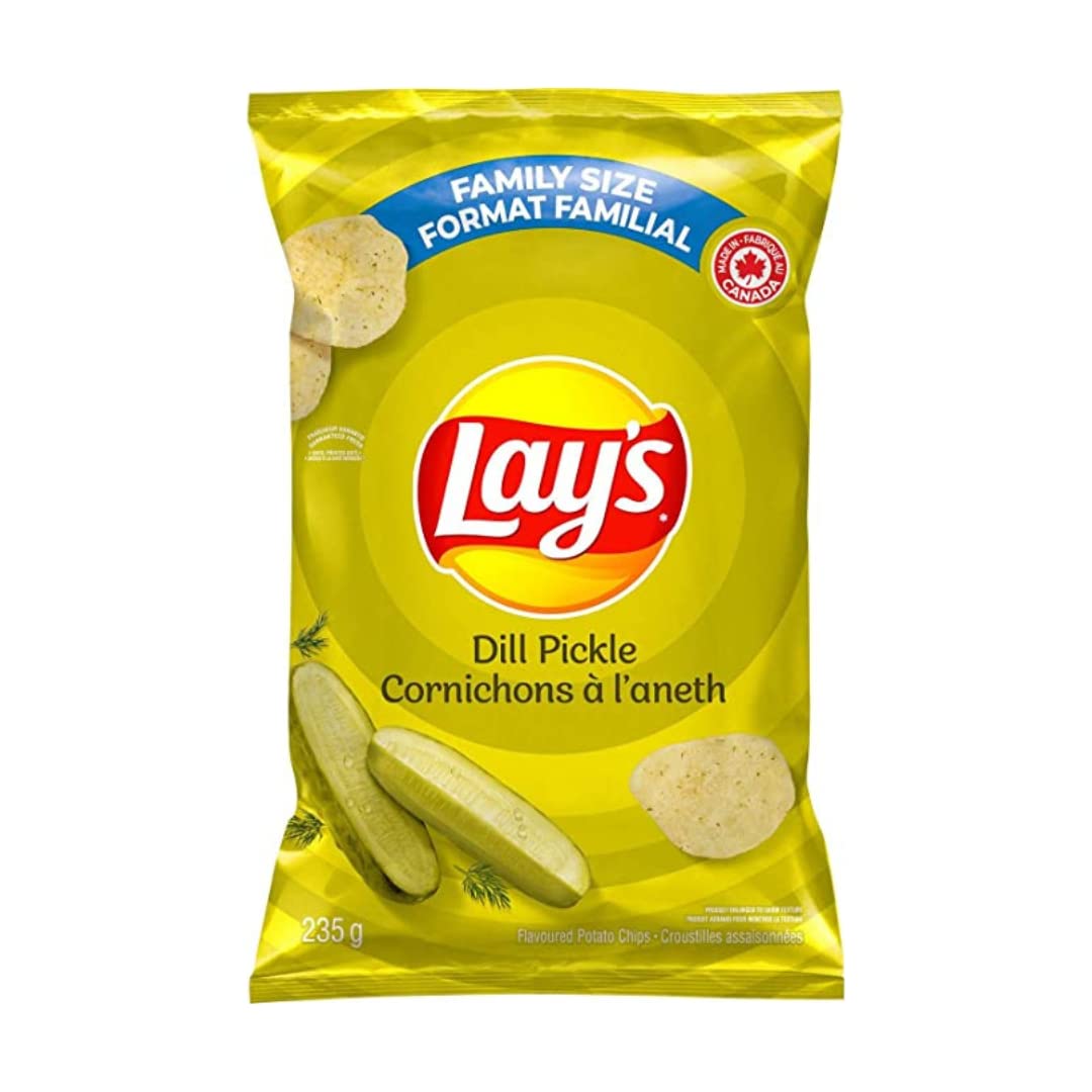 Lays Dill Pickle Potato Chips Family Bag front cover