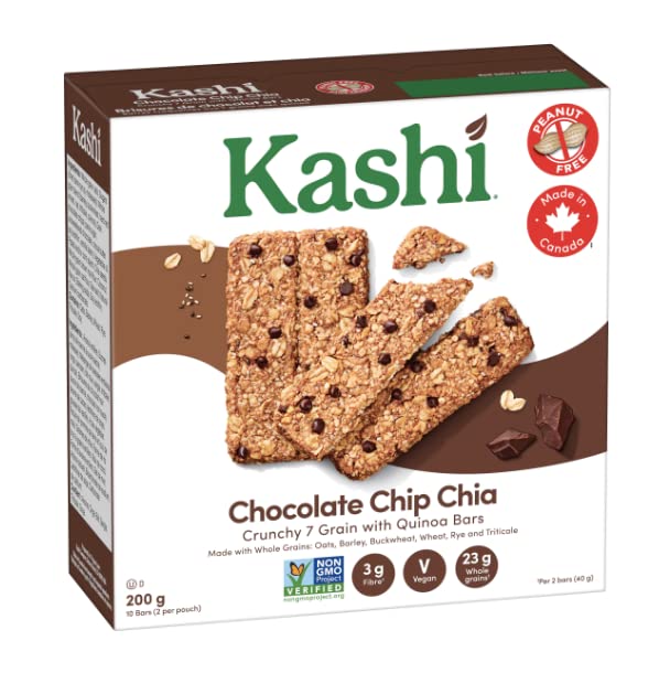 Kashi 7 Grain with Quinoa Bulk Pack of 40 Bars, Chocolate Chip and Honey Oat Flax, 800g/28.21oz (Shipped from Canada)