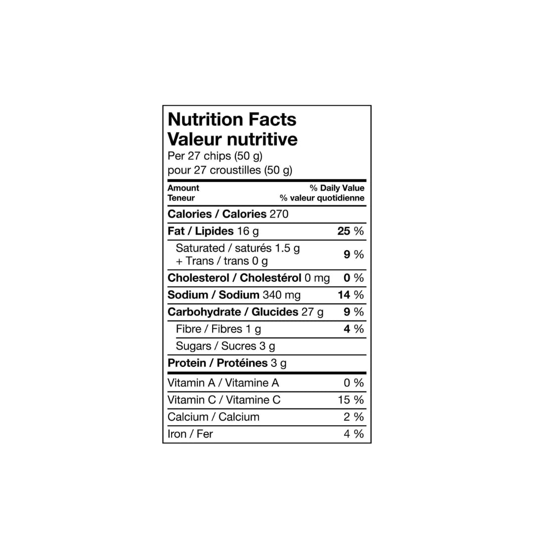 Lays Ketchup Potato Chips nutritional facts