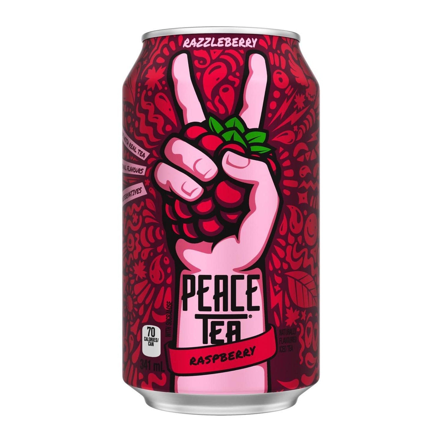 Peace Tea Iced Tea Razzleberry, Case of 12 Cans, 341 mL/11 fl.oz (Shipped from Canada)