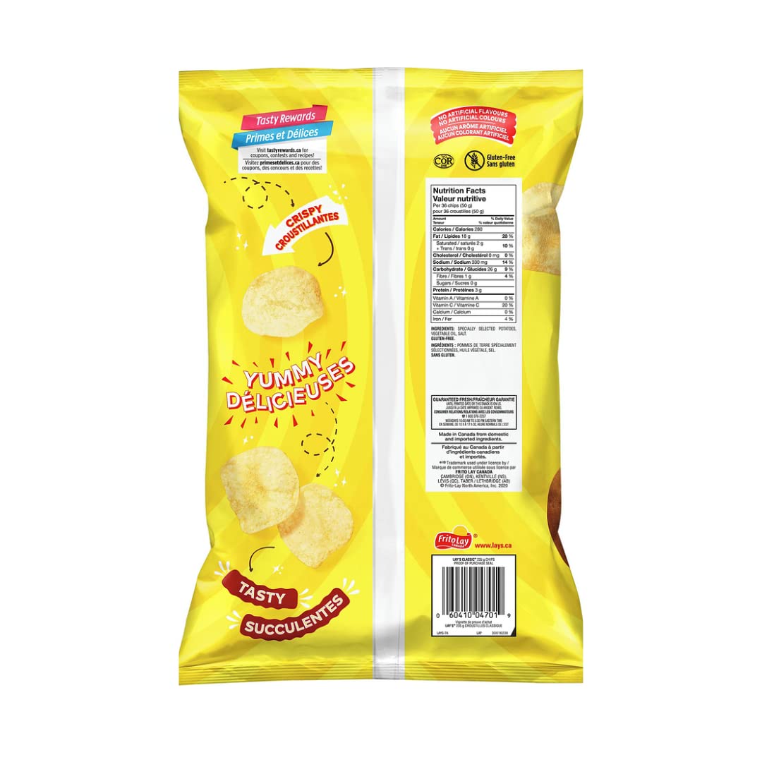 Lays Classic Potato Chips Family Bag back cover