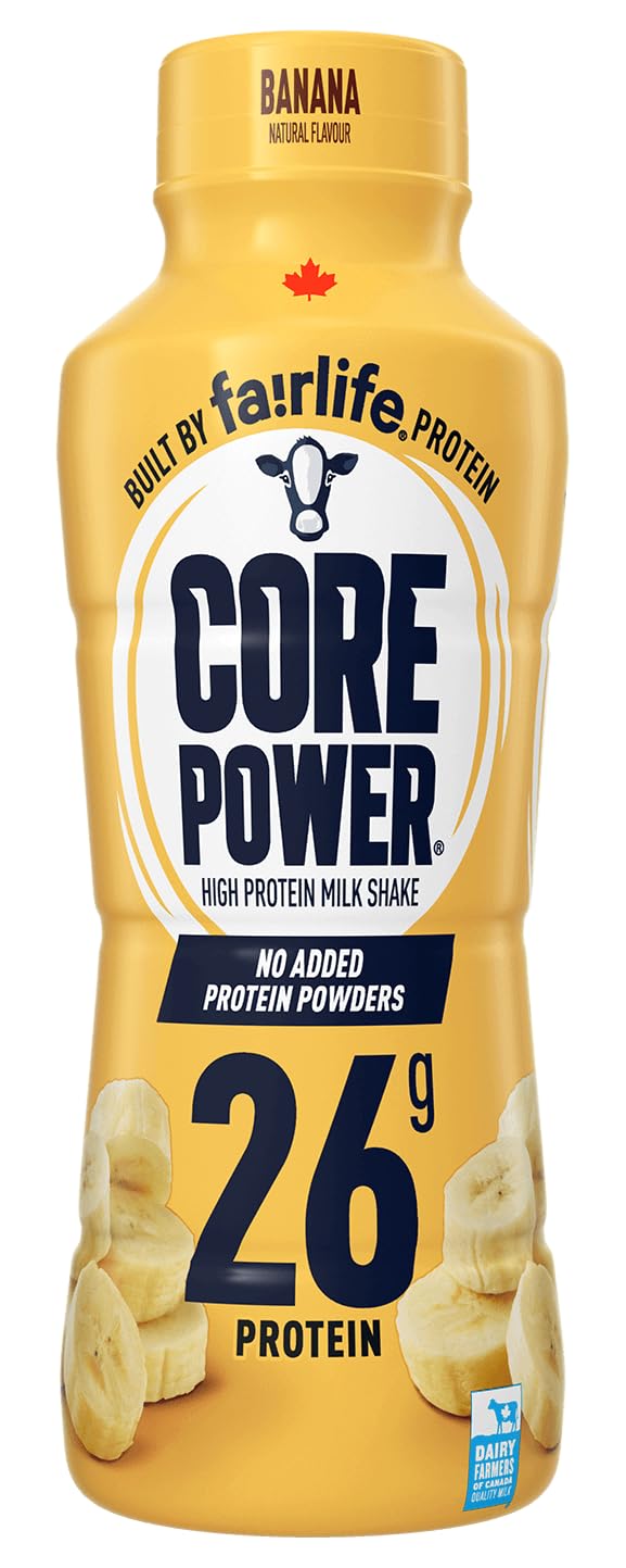 Fairlife Core Power 26g Protein Milk Shakes, Banana, Made with Canadian Milk (12 Bottle Case) Shipped from Canada