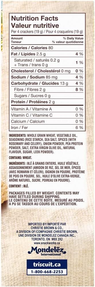 Triscuit Rosemary & Olive Oil Crackers Nutrition Facts