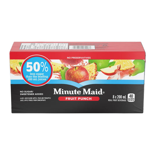 Minute Maid Fruit Punch No Added Sugar Juice Boxes 200ml/6.7fl.oz (Shipped from Canada)