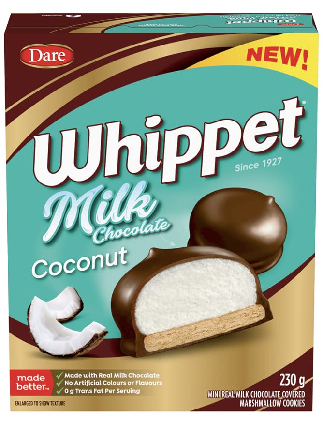 Dare Whippet Milk Chocolate Dipped Coconut front cover