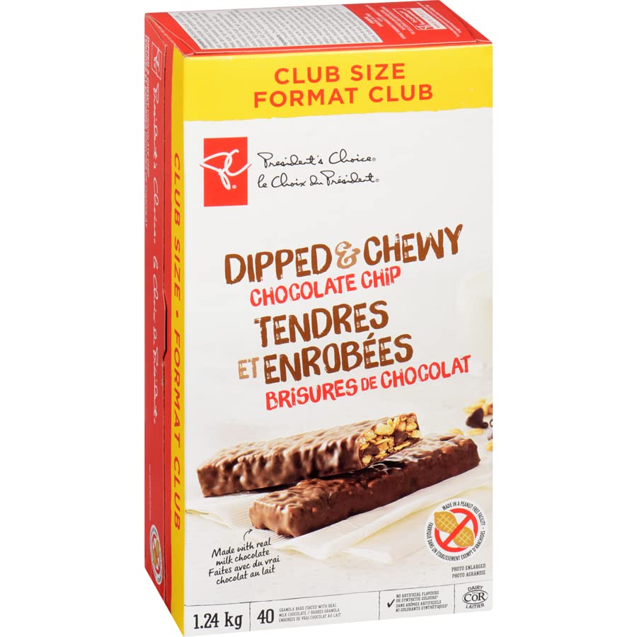 Presidents Choice Dipped Chocolate Chip Granola Bars Value Size 1.2kg/43.7oz (Shipped from Canada)