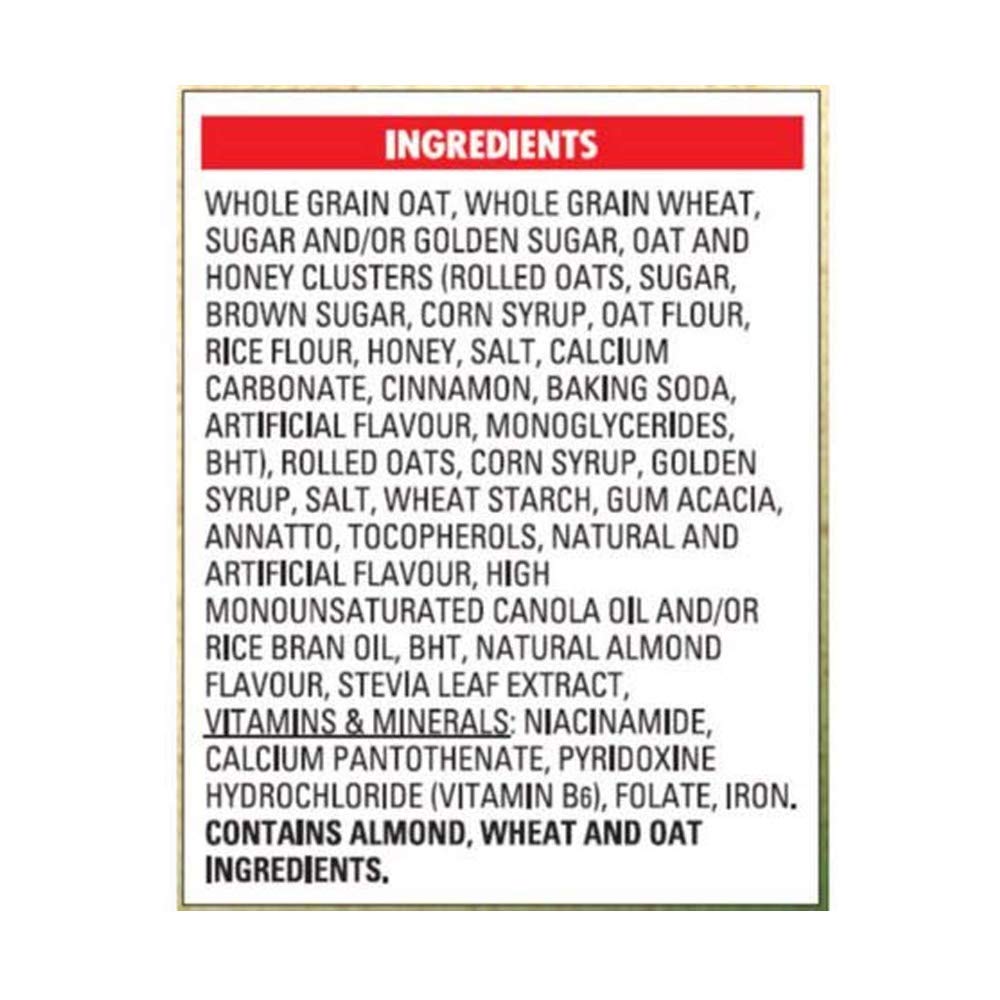 Oatmeal Crisp Maple Nut Cereal Family Size Ingredients