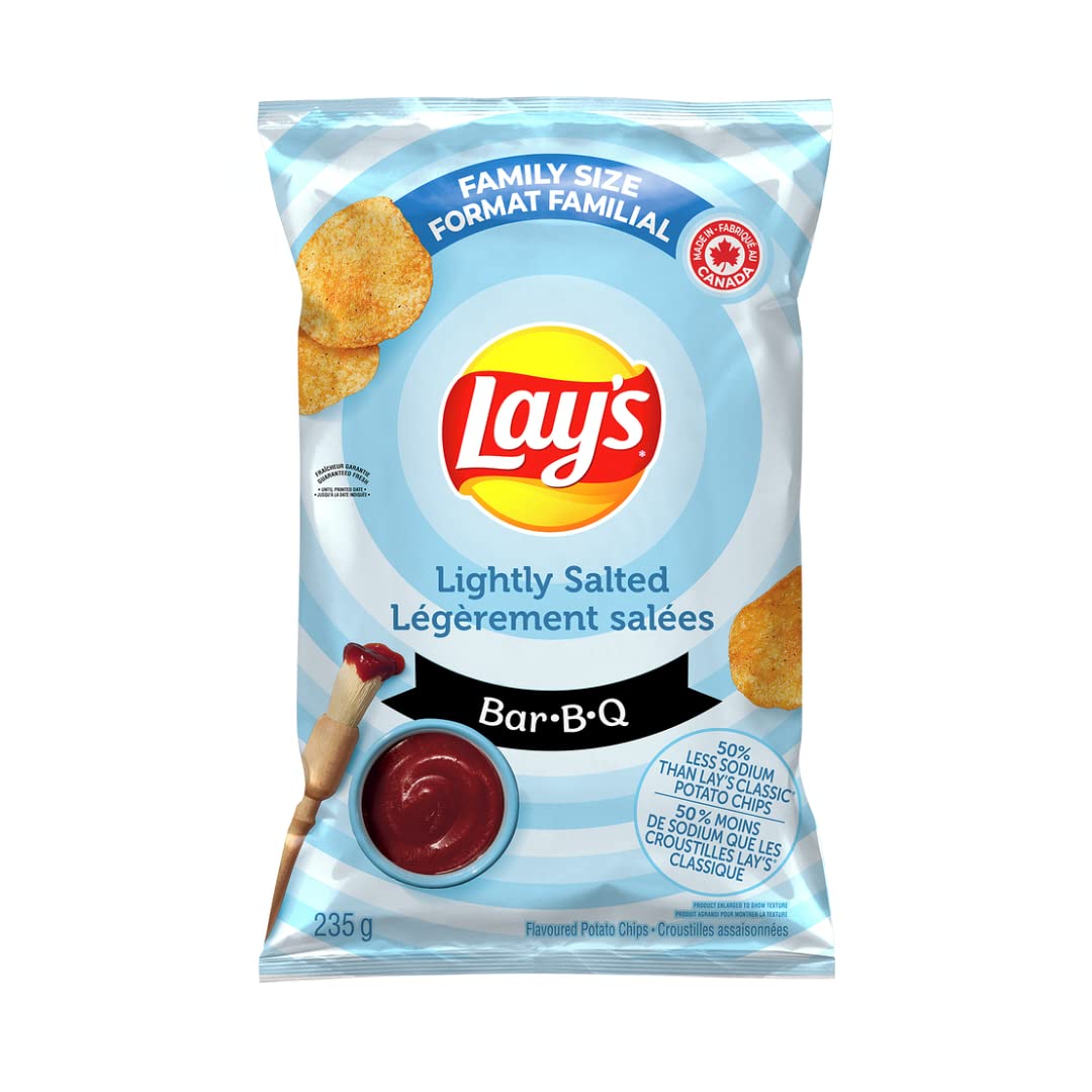 Lays Lightly Salted Barbecue Potato Chips Family Bag front cover