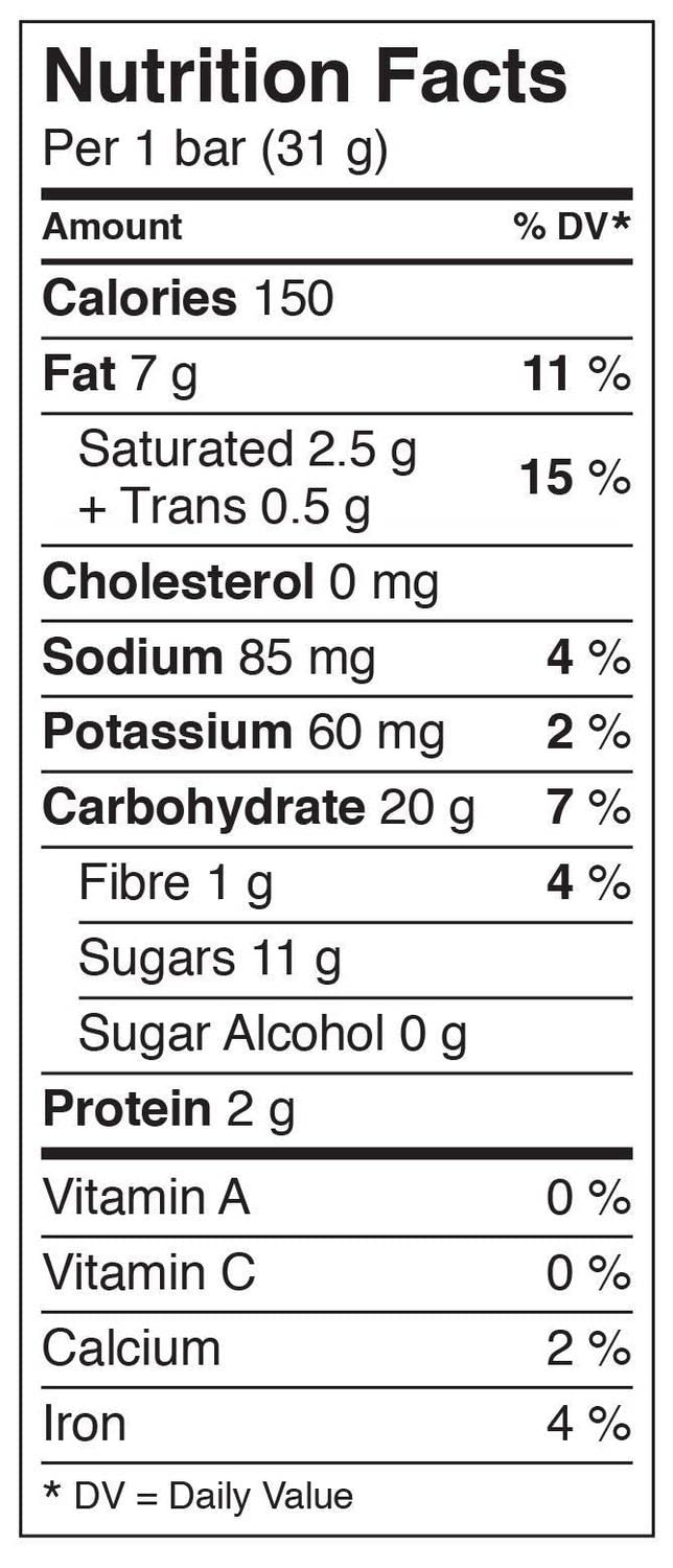 Quaker Dipps Peanut Butter Granola Bars  Nutrition Facts