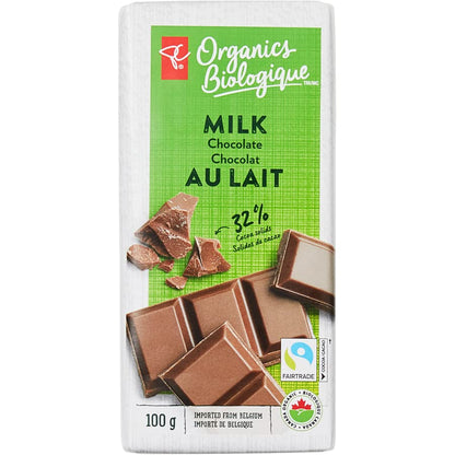 Presidents Choice Organic Milk Chocolate Bar, 100g/3.5oz (Shipped from Canada)