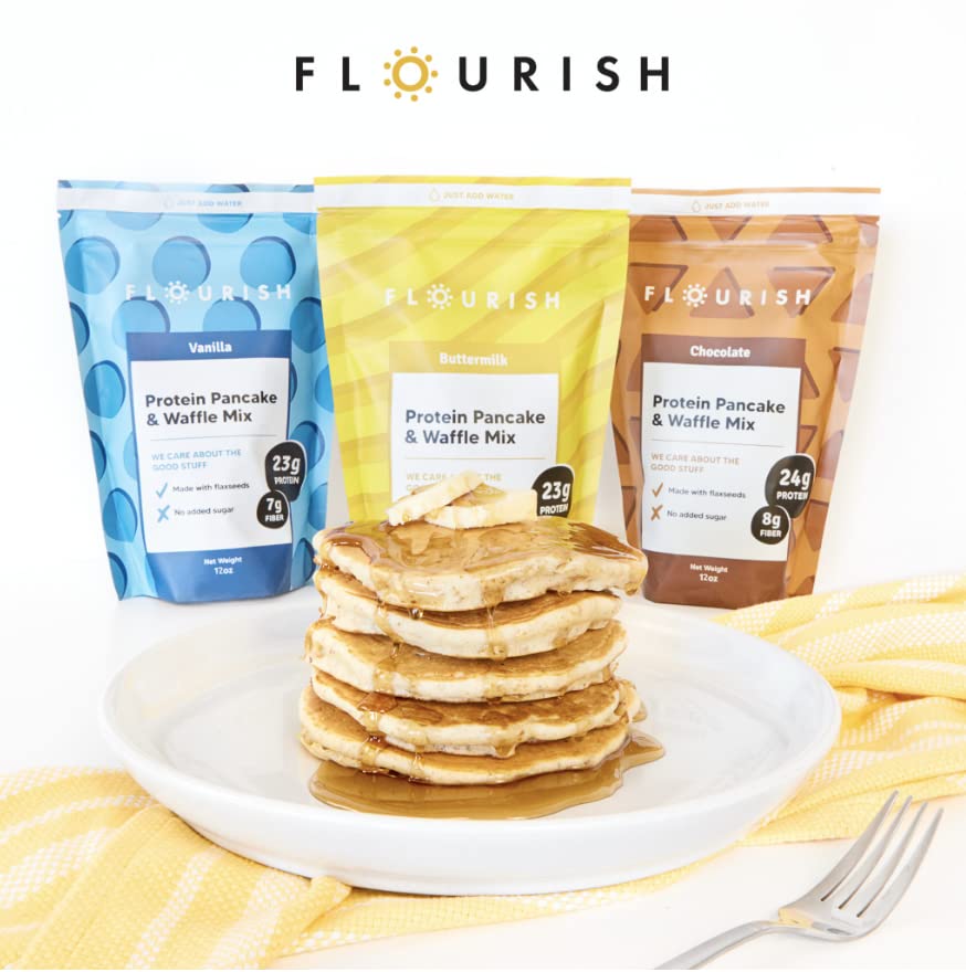 Flourish Vanilla Whey Protein Pancake Mix 430g/15.1oz (Shipped from Canada)