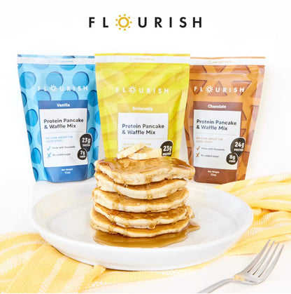 Flourish Vanilla Whey Protein Pancake Mix 430g/15.1oz (Shipped from Canada)