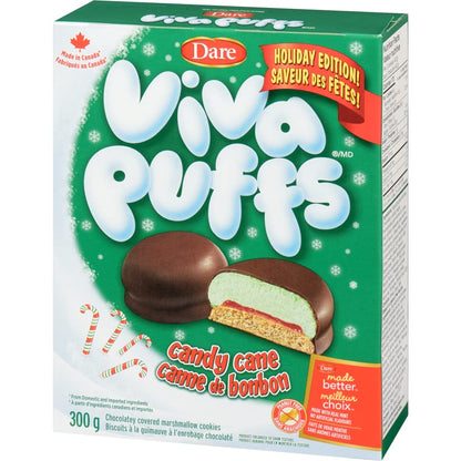 Dare Viva Puffs Candy Cane Flavor Cookies Limited Edition 300g/10.5oz (Shipped from Canada)