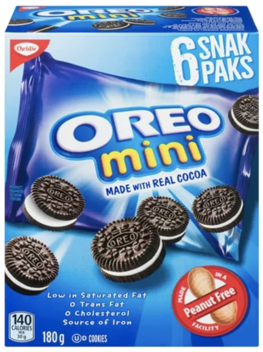 Oreo Mini Sandwich Cookies 6 Individual Packets 180g/6.3oz (Shipped from Canada)