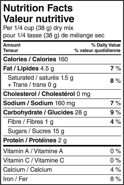 Quaker Muffin Mix Oatmeal Chocolate Chip  Nutrition Facts