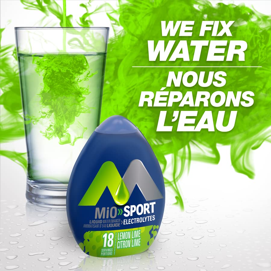 MiO Sport Lemon Lime Electrolyte Liquid Water Enhancer, 48mL/1.6 fl. oz. (Shipped from Canada)