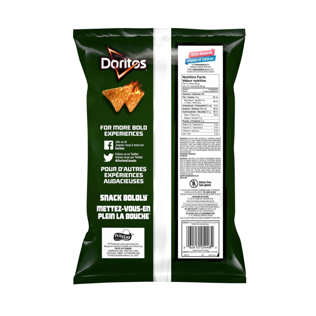 Doritos Jalapeno and Cheddar Tortilla Chips back cover