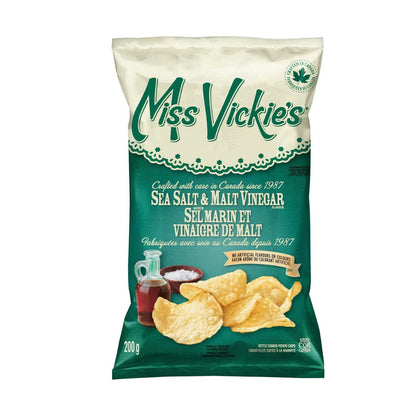 Miss Vickie's Sea Salt & Malt Vinegar Kettle Cooked Potato Chips, 200g/7oz (Shipped from Canada)
