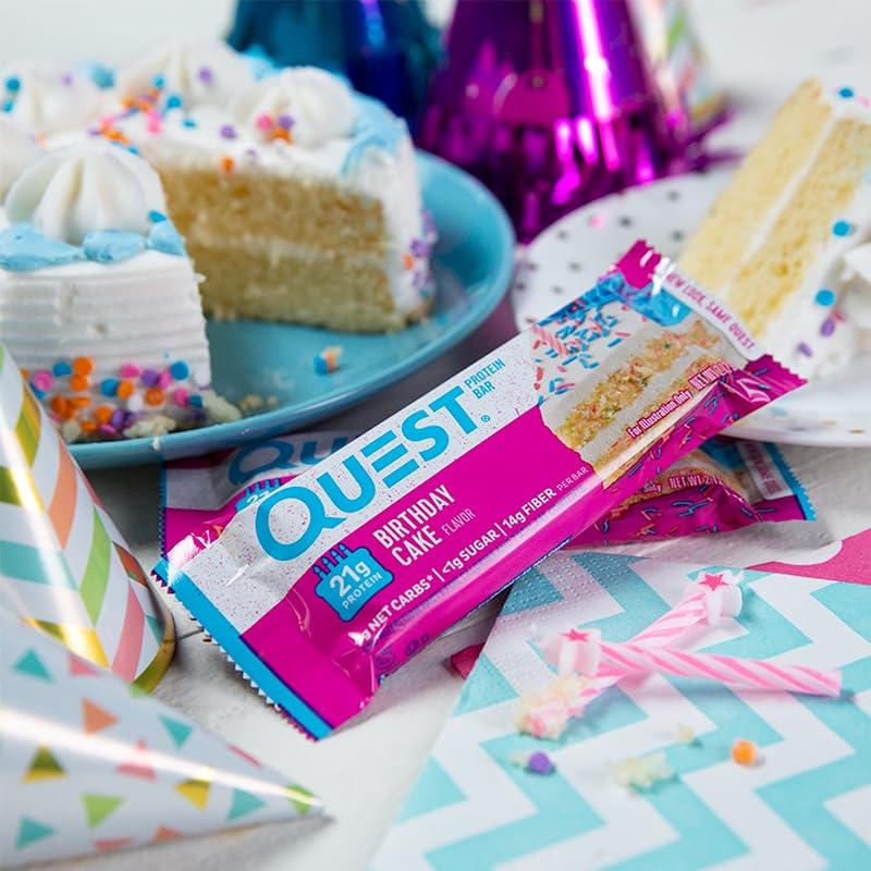 Quest Birthday Cake Protein Bars, 4 x 60g/8.4oz Shipped from Canada