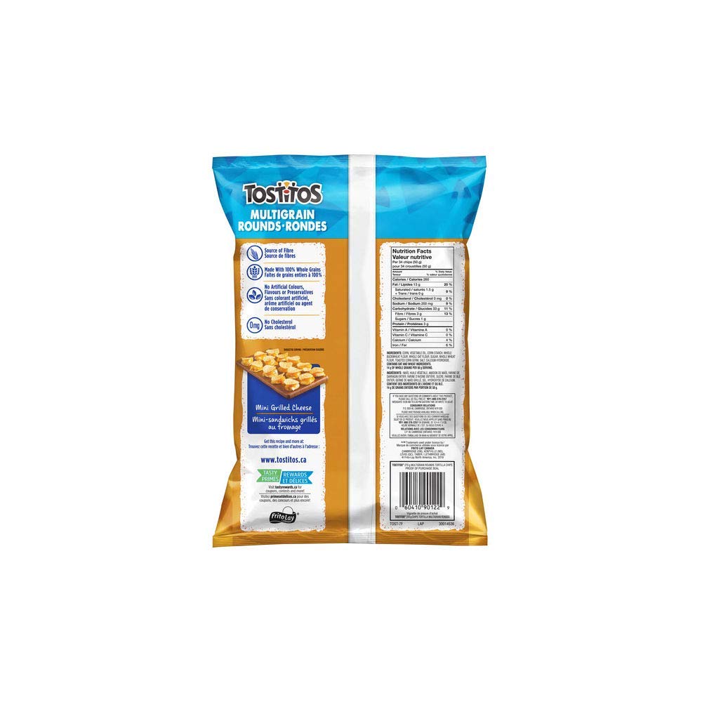 Tostitos Multigrain Rounds Tortilla Chips back cover