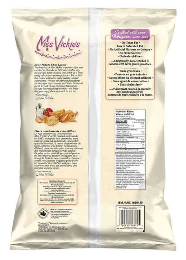 Miss Vickies All Dressed Kettle Cooked Potato Chips back cover