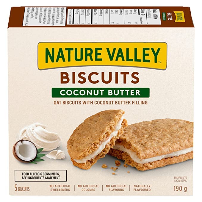 Nature Valley Coconut Butter Biscuit 5 Count, 190g/6.7oz (Shipped from Canada)