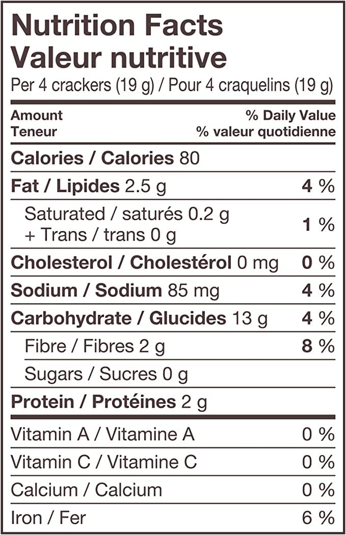 Triscuit Rosemary & Olive Oil Crackers Nutrition Facts French