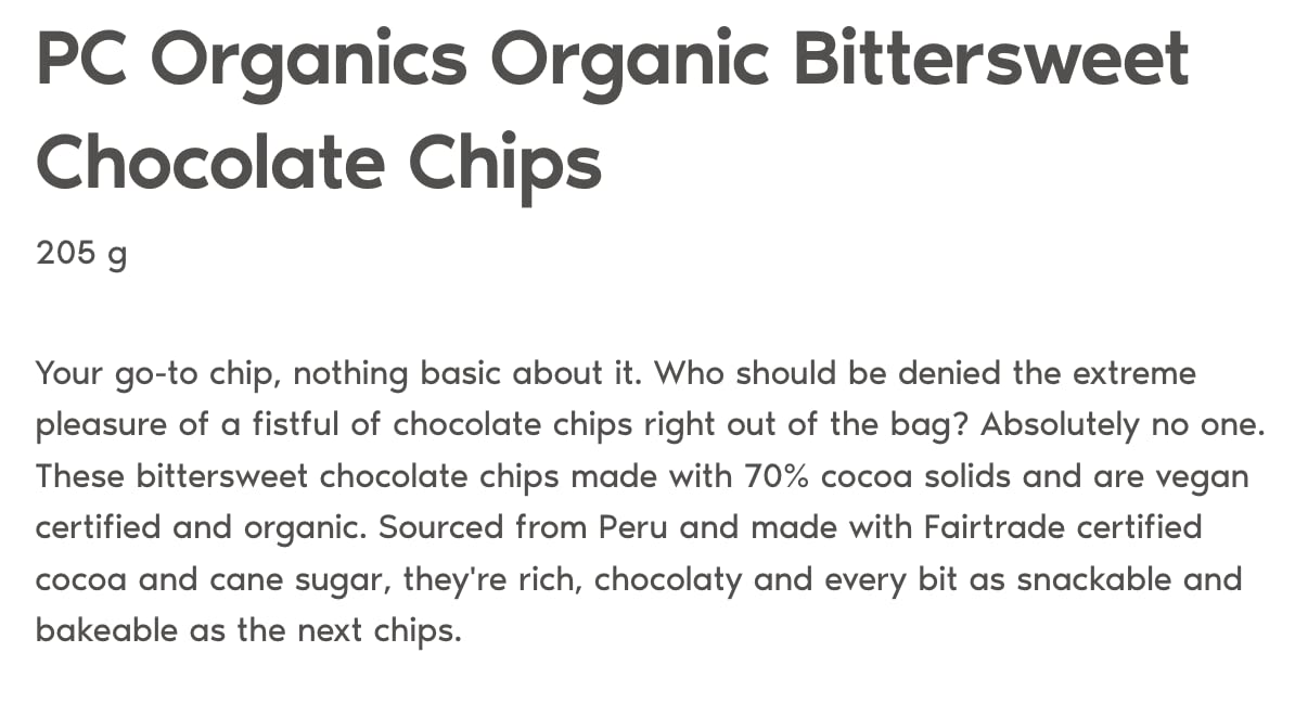 Organic Presidents Choice Bittersweet Chocolate Chips 2