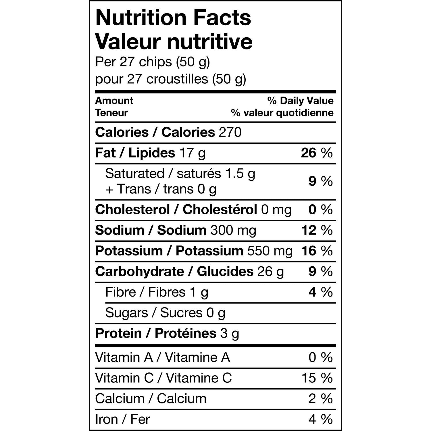 Lays Dill Pickle Potato Chips Snack Bag Nutritional Facts