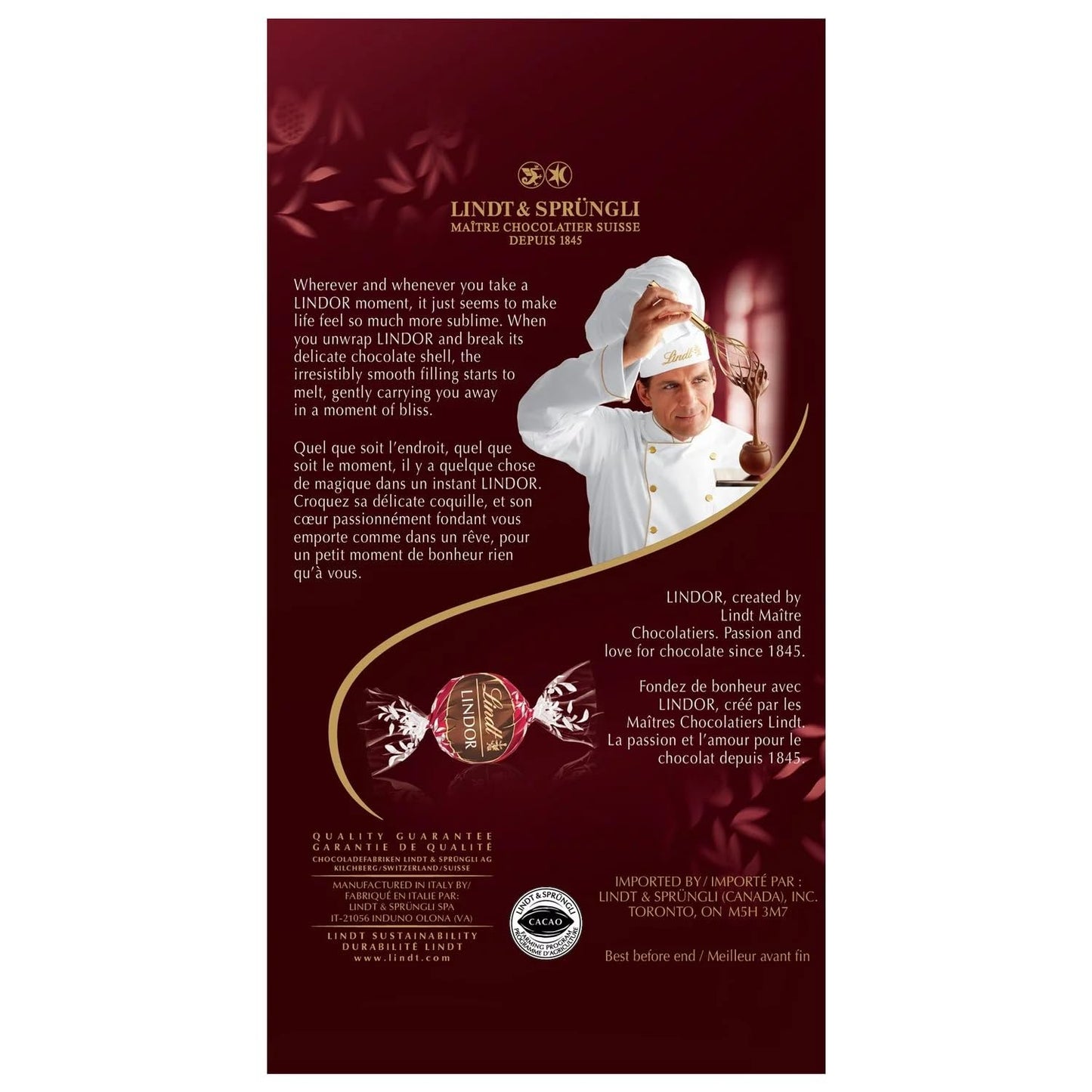 Lindor Double Chocolate Truffles, 150g/5.2oz (Shipped from Canada)