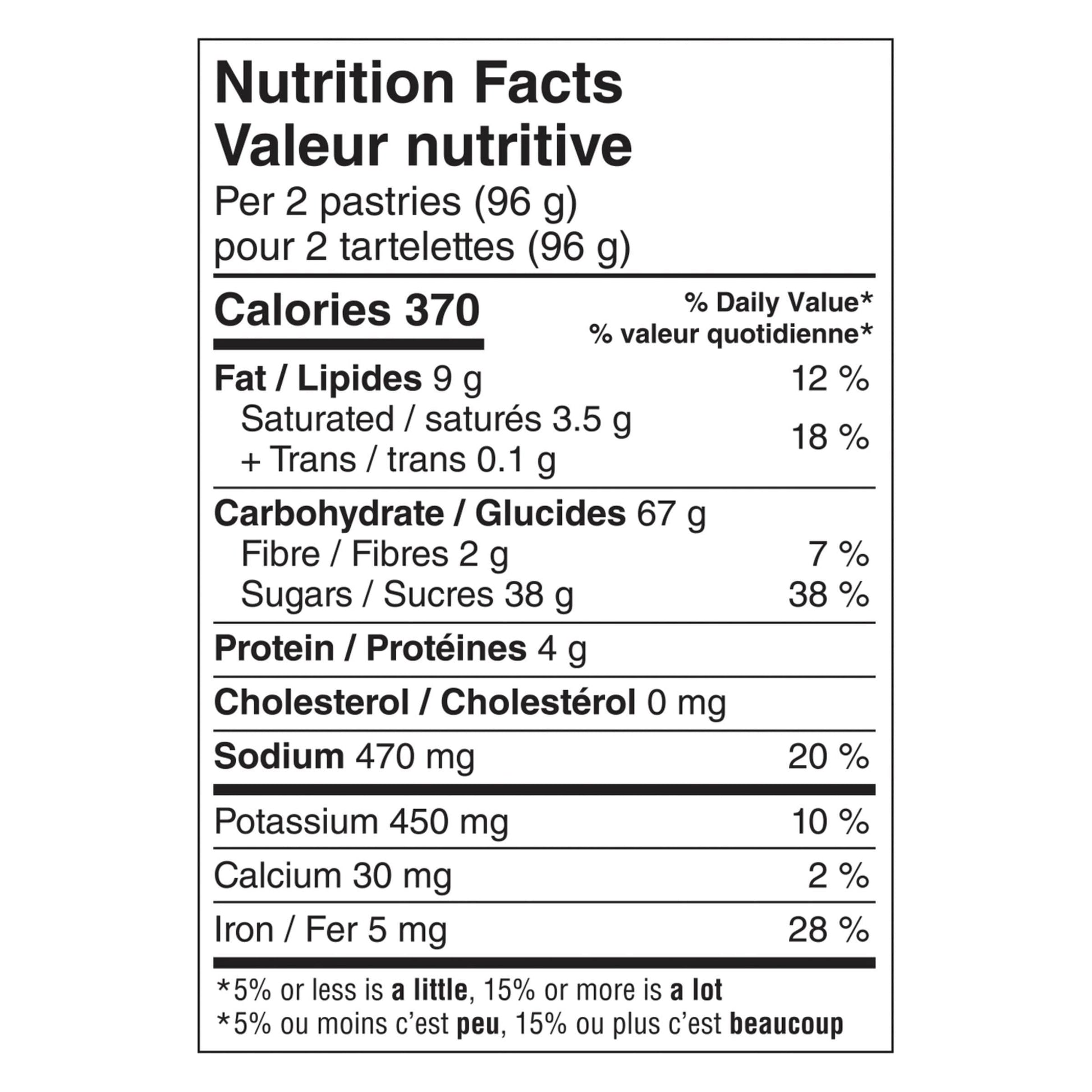 Pop Tarts Cookies & Creme Toaster Pastries Nutrition Facts