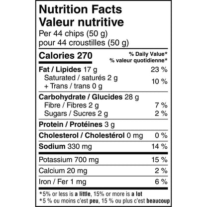 Lays All Dressed Potato Chips Family Bag Nutritional Facts