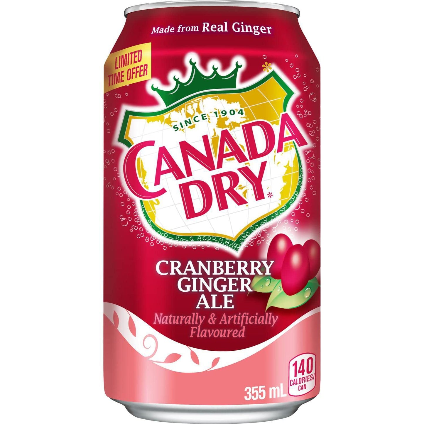 Canada Dry Cranberry Ginger Ale Cans 355ml/12.00oz (Shipped from Canada)