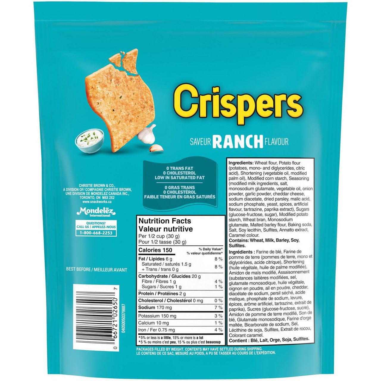 Christie Crispers Ranch Crackers back cover