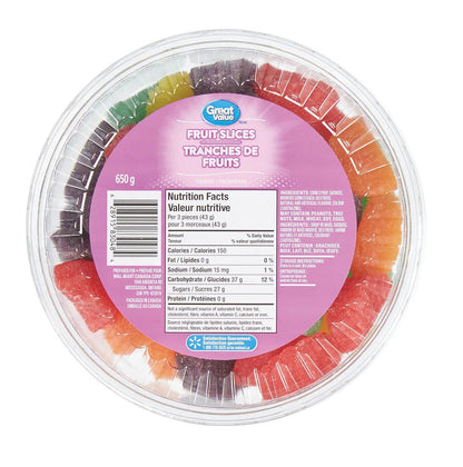 Great Value Gummy Fruit Slices 650g/22.9oz (Shipped from Canada)