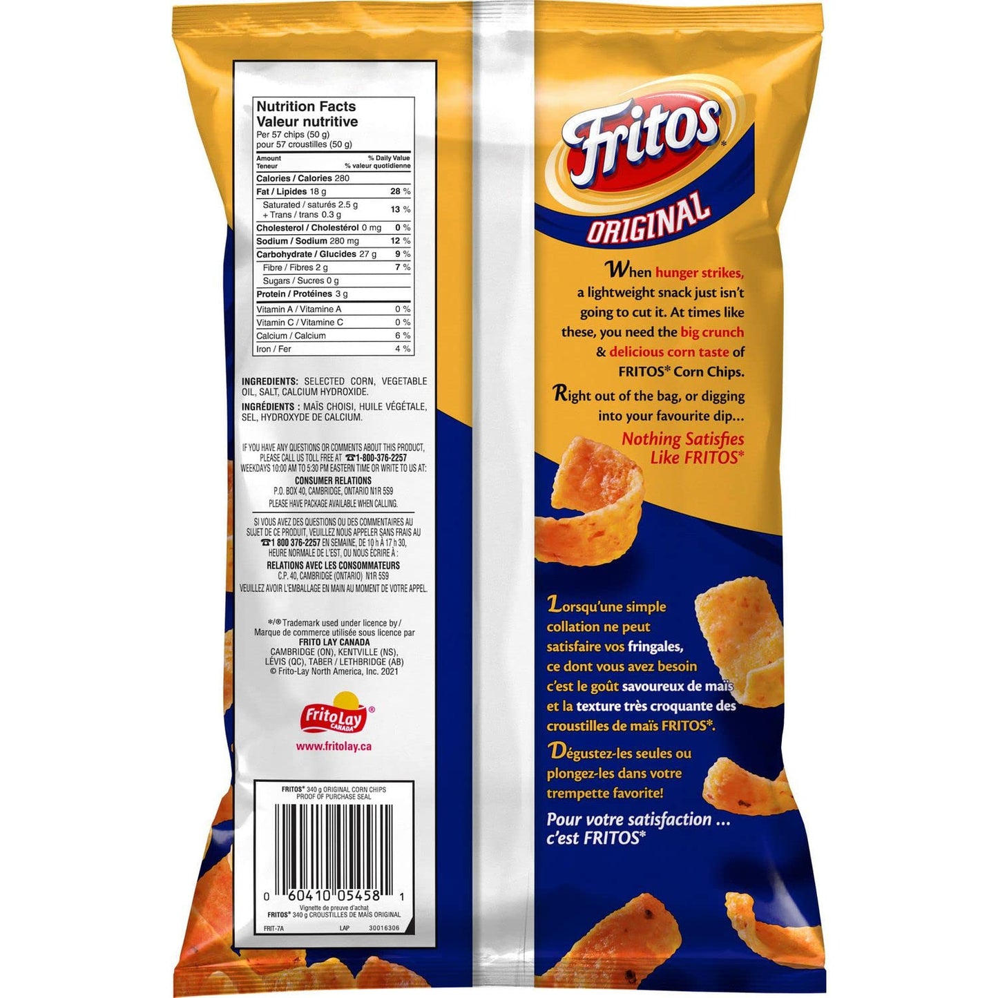 Fritos Original Corn Chips back cover