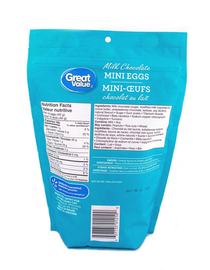 Great Value Milk Chocolate Mini Eggs Bag, 400g/14.1oz (Shipped from Canada)