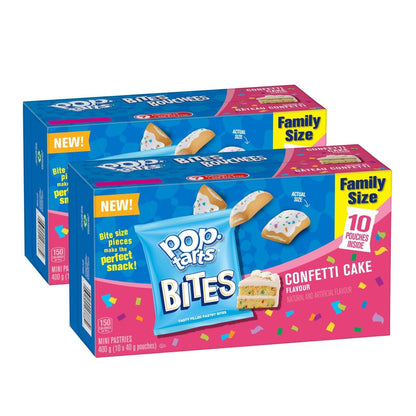 Kellogg's Pop-Tarts Bites Mini Pastries Confetti Cake Flavour Family Size, 10 Pouches, 400g/14.1oz (Pack of 2) Shipped from Canada