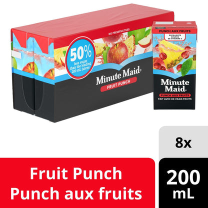 Minute Maid Fruit Punch No Added Sugar Juice Boxes 200ml/6.7fl.oz (Shipped from Canada)