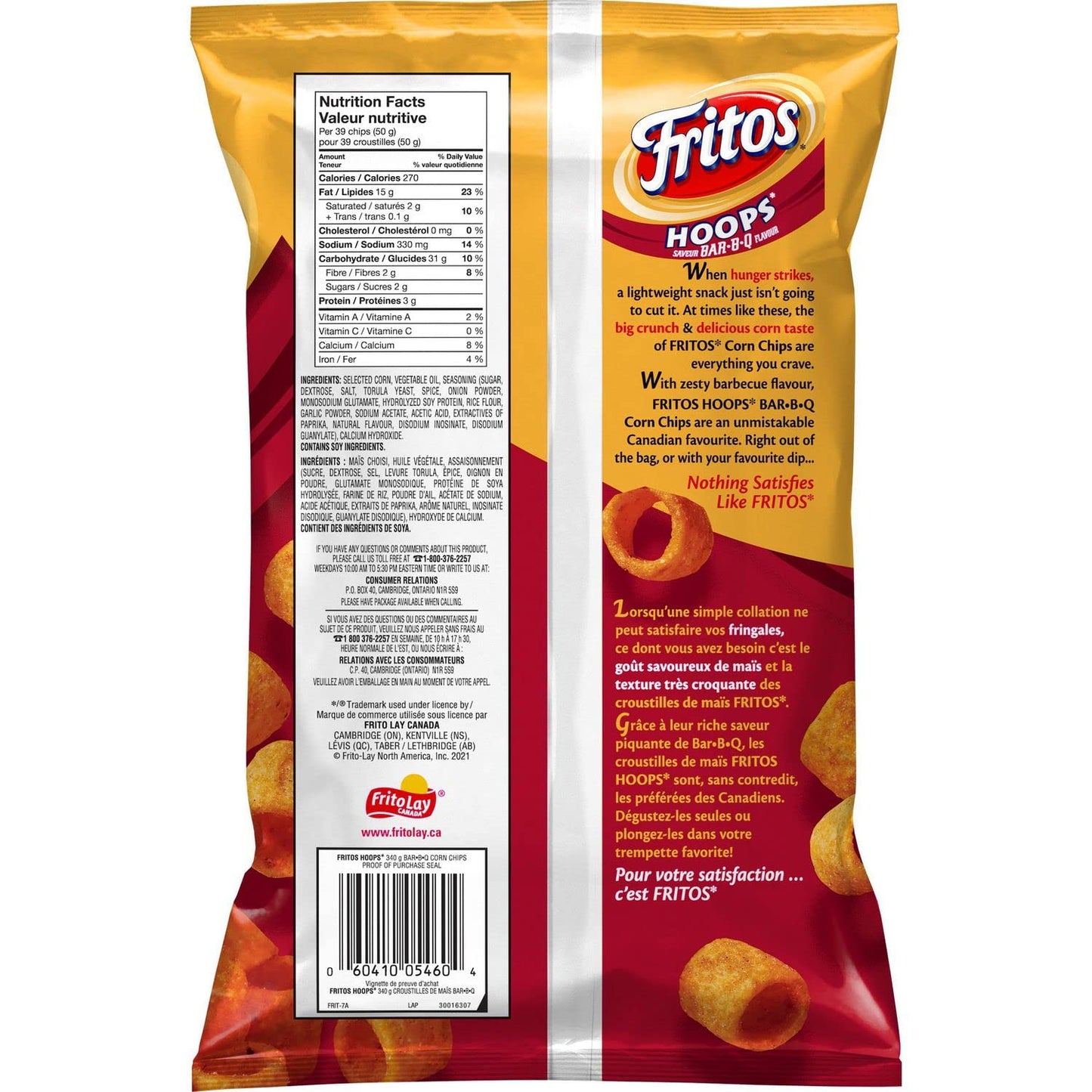 Fritos Hoops BAR-B-Q Corn Chips back cover