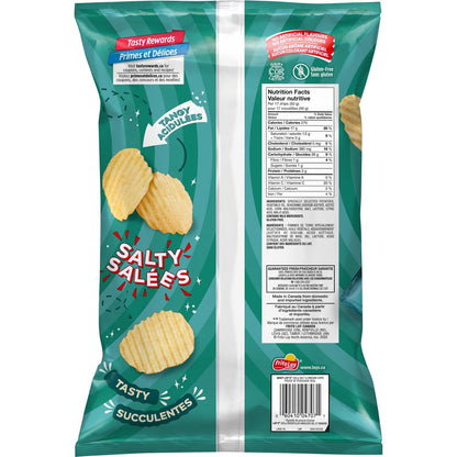 Lays Wavy Salt and Vinegar Potato Chips back cover