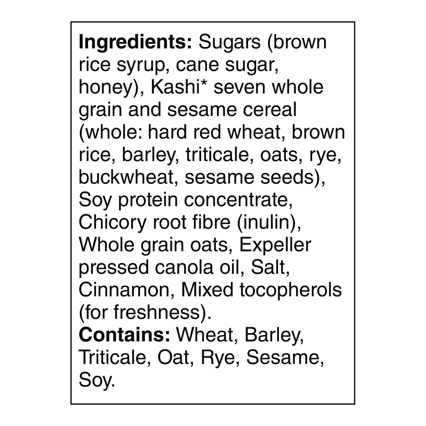 Kashi Go Lean Crunch Hint of Cinnamon Cereal Ingredients