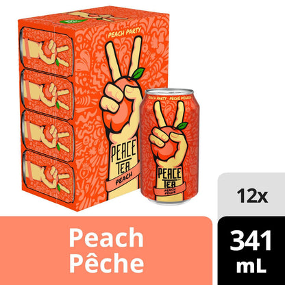 Peace Tea Iced Tea Peach, Case of 12 Cans, 341 mL/11 fl.oz (Shipped from Canada)